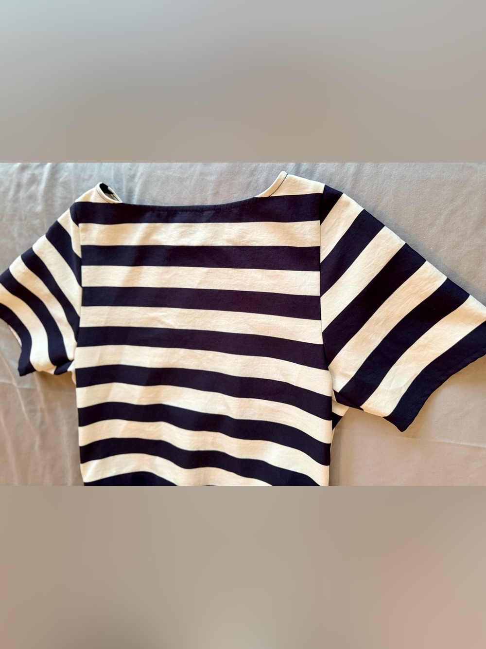 MARC JACOBS Scooter Navy Blue & White Striped Stretch Mini Dress w Split Back - Picture 13 of 16